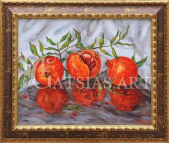 THREE POMEGRANATES WITH OLIVE BRANCH 52Χ65 AUTHENTIC BOARD