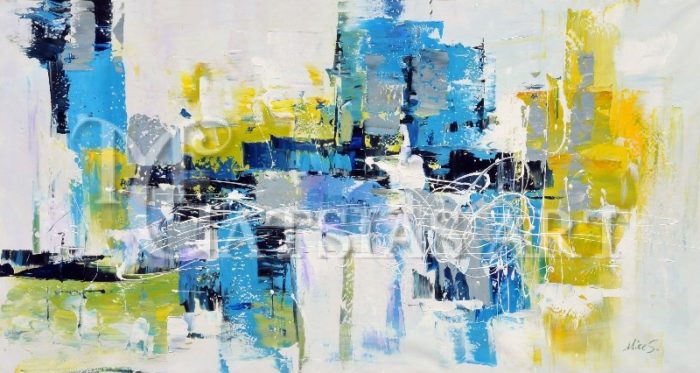 ABSTRACT OIL PAINTING ( BLUE,YELLOW)